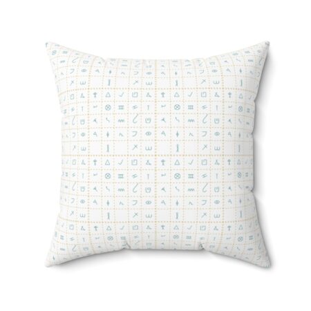 Pictographic Hebrew Grid (Teal Letters) on Square Pillow