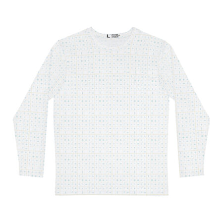 Pictographic Hebrew Grid on Men's Long Sleeve Shirt (Teal Letters)