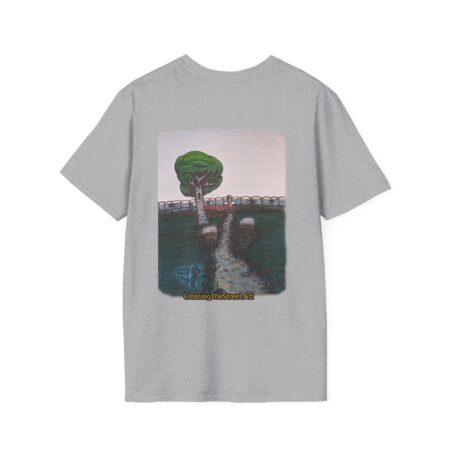 Grave World on Back of Unisex Softstyle T-Shirt