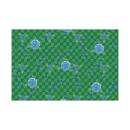 Gift Wrap Paper with Turquoise Flowers & Clovers Design
